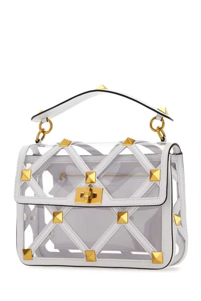 Valentino Garavani Women White Polymeric Material And Leather Large Roman Stud Handbag