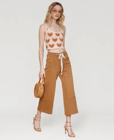 Avec Les Filles Drawstring Waist Crop Carpenter Pants