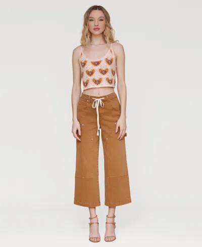 Avec Les Filles Drawstring Waist Crop Carpenter Pants