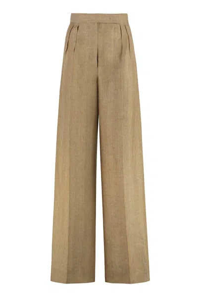 Max Mara Wide Leg Casual Pants In Brown