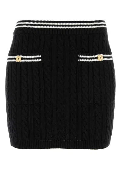 Alessandra Rich Womens Black Cable-knit Slim-fit Cotton Mini Skirt In Black