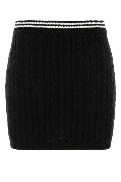 Alessandra Rich Womens Black Cable-knit Slim-fit Cotton Mini Skirt In Black