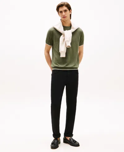 Tommy Hilfiger Men's Relaxed Fit Short Sleeve Crewneck Knitted T-shirt In Green