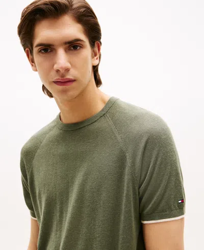 Tommy Hilfiger Men's Relaxed Fit Short Sleeve Crewneck Knitted T-shirt In Green