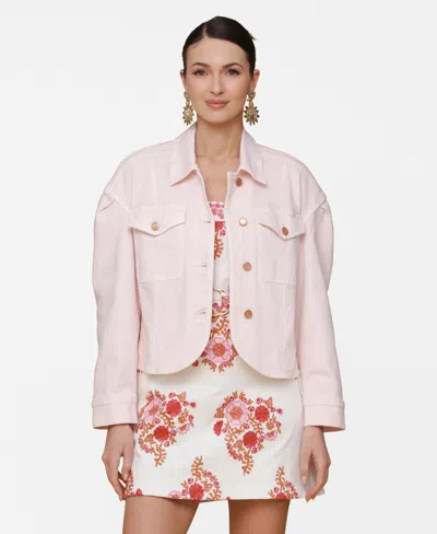 Avec Les Filles Women's Curved-hem Shacket In Pink