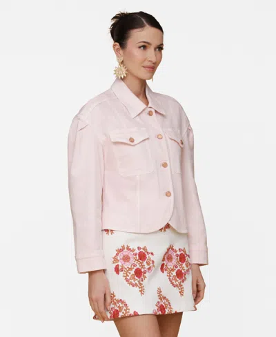 Avec Les Filles Women's Curved-hem Shacket In Pink