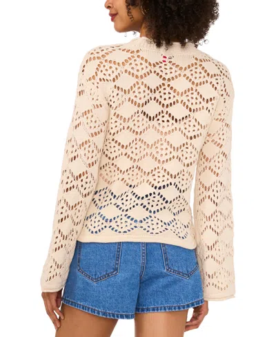 Vince Camuto Pointelle V Neck Long Sleeve Cardigan