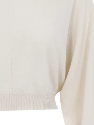 Rick Owens White Wool Cropped Hooded Pullover