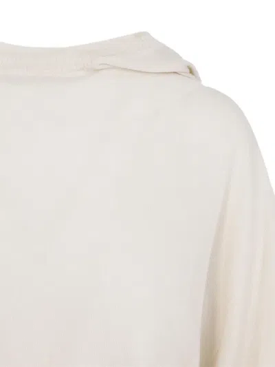 Rick Owens White Wool Cropped Hooded Pullover