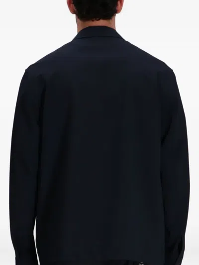 Hugo Boss Notched-collar Button-up Jacket In Blue