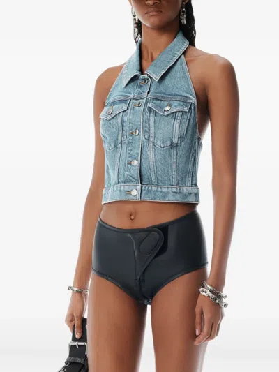 Alexander Wang Halterneck Denim Vest In Multi