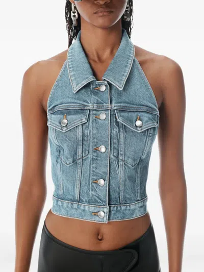 Alexander Wang Halterneck Denim Vest In Multi