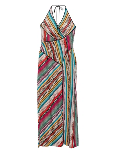 Missoni Striped Halterneck Maxi Dress In Multi