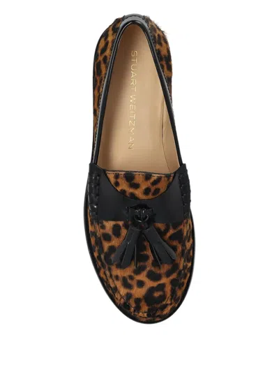 Stuart Weitzman Tassel-embellished Leopard-print Loafers