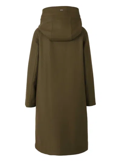 Herno Hooded Drawstring Coat In Green