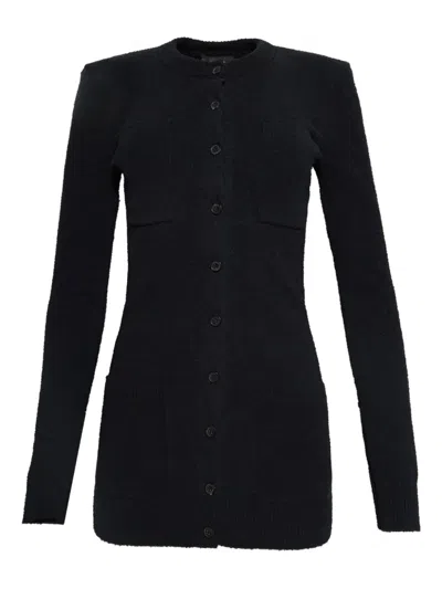 Wardrobe.nyc Padded-shoulder Button-up Cardigan In Black