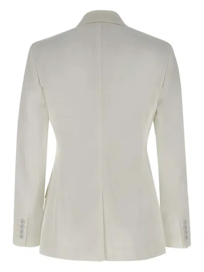 Max Mara Notched-lapels Button Blazer In White