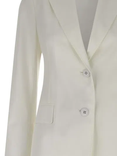 Max Mara Notched-lapels Button Blazer In White