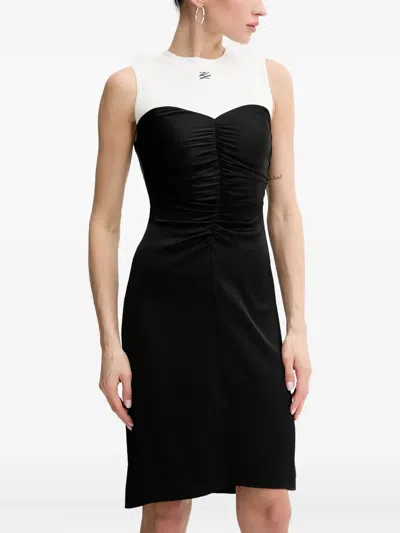 Karl Lagerfeld Ruching-detail Sleeveless Dress In Black