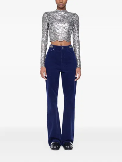 Rabanne Velvet Trousers In Blue
