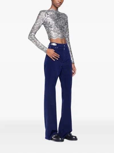 Rabanne Velvet Trousers In Blue