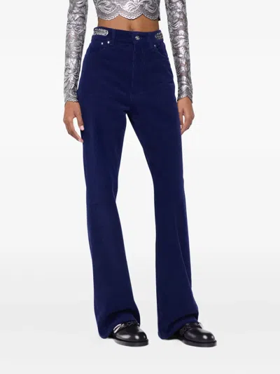 Rabanne Velvet Trousers In Blue