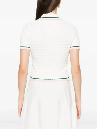 Casablanca Textured Cotton Polo Shirt With Contrast Collar In Neutral