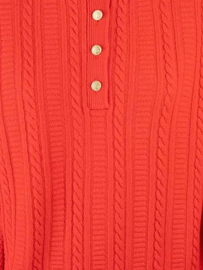 Apc Thea Cable-knit Button Sweater In Red