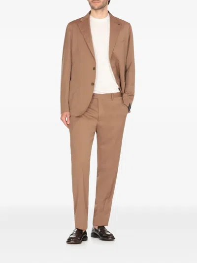 Tagliatore Herringbone Patch-pockets Suit In Brown