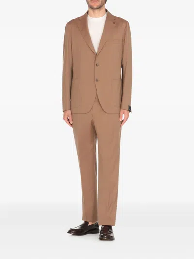 Tagliatore Herringbone Patch-pockets Suit In Brown