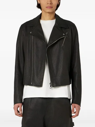 1989 Studio Biker Leather Jacket In Blue