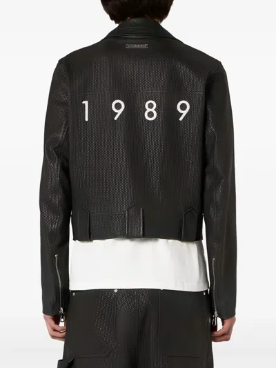 1989 Studio Biker Leather Jacket In Blue
