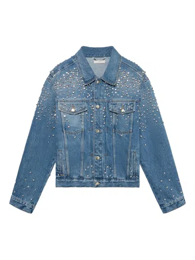 1989 Studio Denim Trucker Jacket Crystals Blue In Light Blue