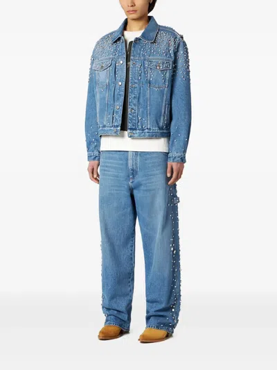 1989 Studio Denim Trucker Jacket Crystals Blue In Light Blue