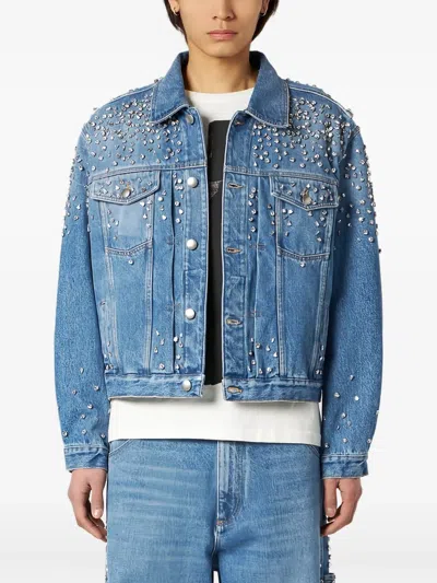 1989 Studio Denim Trucker Jacket Crystals Blue In Light Blue