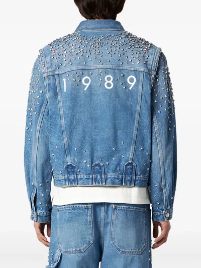 1989 Studio Denim Trucker Jacket Crystals Blue In Light Blue