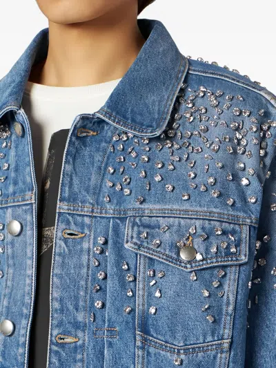 1989 Studio Denim Trucker Jacket Crystals Blue In Light Blue