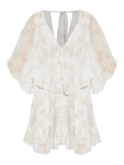 Loveshackfancy Avaline Ruffled Floral-print Dress In Neutral