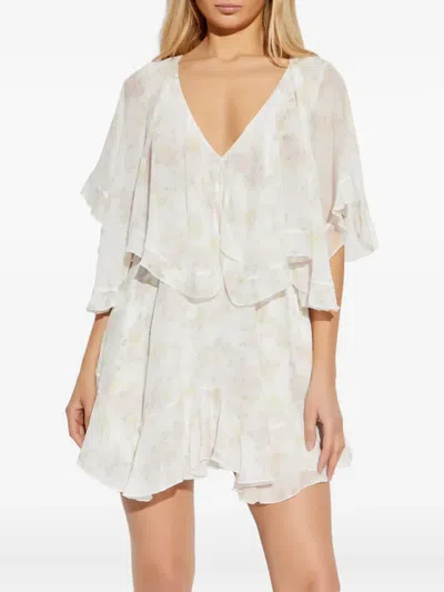 Loveshackfancy Avaline Ruffled Floral-print Dress In Neutral