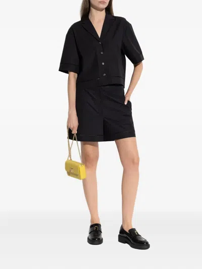 Theory Womens Black Eyelet Cotton Poplin Shorts In Black