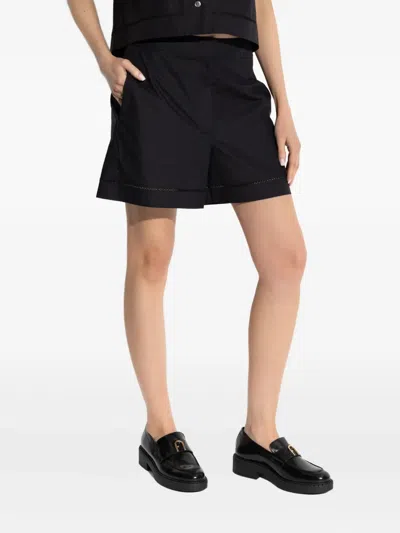 Theory Womens Black Eyelet Cotton Poplin Shorts In Black