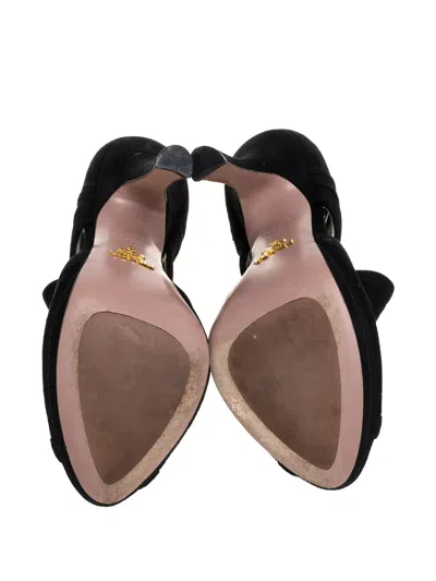 Pre-owned Prada Suede Cut-out Platform Booties