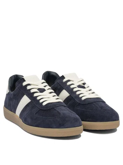 Tom Ford Archer Leather-trimmed Suede Sneakers In Blue