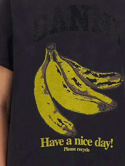 Ganni Crew-neck Cotton T-shirt With Banana Print