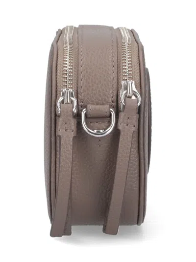 Tory Burch Leather Shoulder Bag With Frontal Logo In Brown