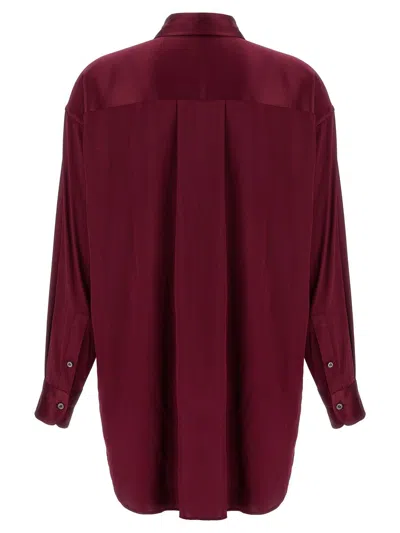 Tom Ford Bordeaux Shirt With Classic Collar In Silk Stretch Woman In Burgundy