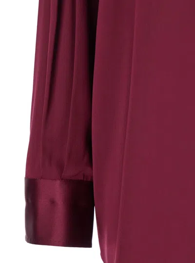 Tom Ford Bordeaux Shirt With Classic Collar In Silk Stretch Woman In Burgundy