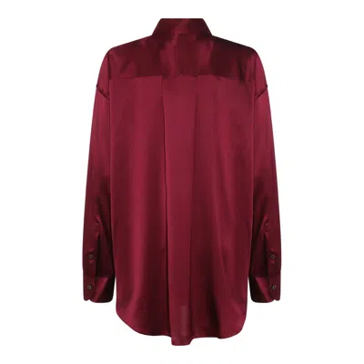 Tom Ford Bordeaux Shirt With Classic Collar In Silk Stretch Woman In Burgundy