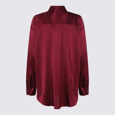 Tom Ford Bordeaux Shirt With Classic Collar In Silk Stretch Woman In Burgundy