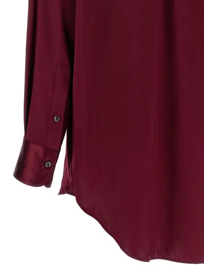 Tom Ford Bordeaux Shirt With Classic Collar In Silk Stretch Woman In Burgundy